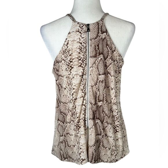 Bar III Brown Snakeskin Print Keyhole Tank Top - Picture 3 of 6
